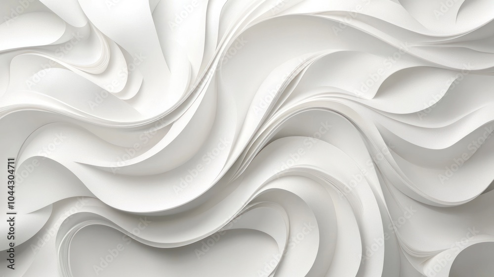 Obraz premium Abstract White Paper Waves