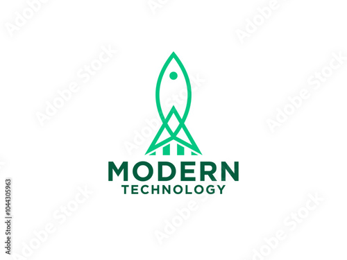 Speed Rocket Logo. Futuristic Flying Rocket isolated on White Background. Usable for Business and Technology Logos.