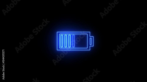 neon line battery charging icon animation concept.