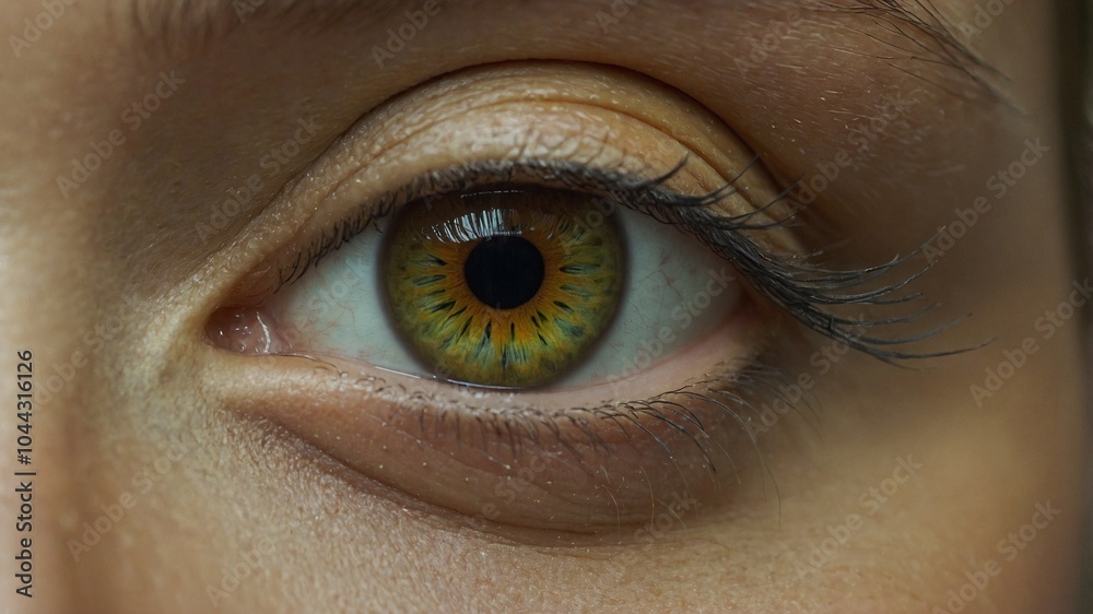 Fototapeta premium Close-up of a single honey green eye
