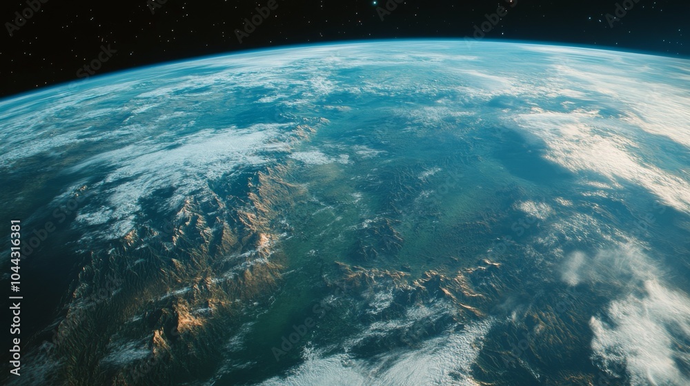 Fototapeta premium A green earth seen from space, highlighting its natural beauty,