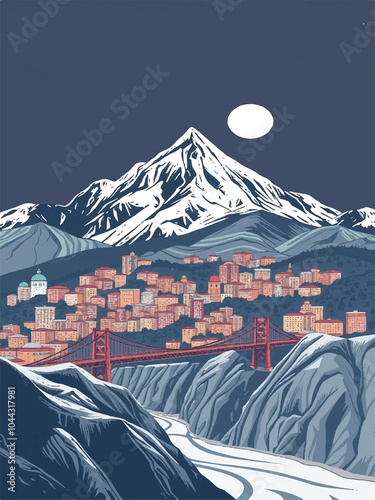 Mountain scenery vector design photo