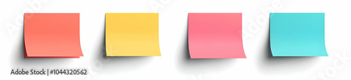 Colorful Sticky Notes on White Background, note paper, note pad, reminder, message, blank