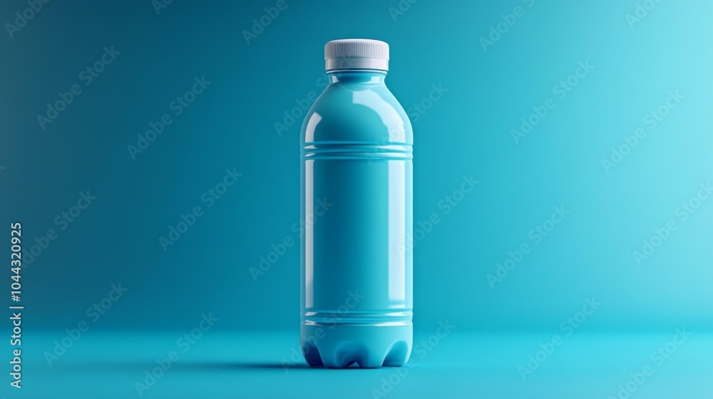 Vibrant sports water bottle mockup with pop cap on solid blue background. Ideal for branding product presentations and sports drink promotional designs.. Generative AI Vibrant sports water bottle mockup with pop cap on solid blue background. Ideal for branding product presentations and sports drink promotional designs.. Generative AI