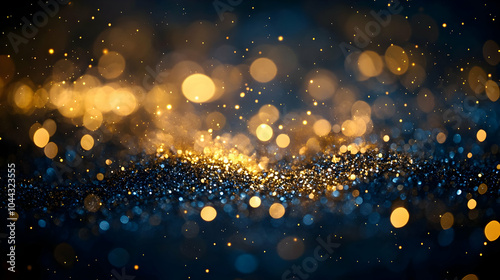 Golden and Blue Bokeh Lights Abstract Background, blur, bright, celebration, christmas, design