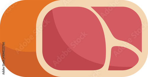 Simple vector icon of piece of meat with fat, isolated on white background