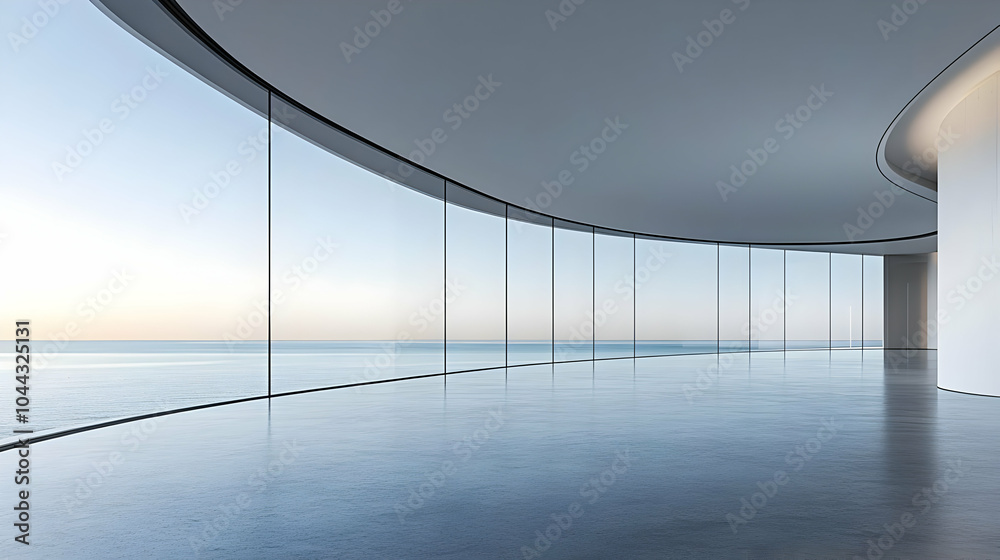 Obraz premium Panoramic Ocean View from Modern Architecture, building, contemporary, design, interior, room
