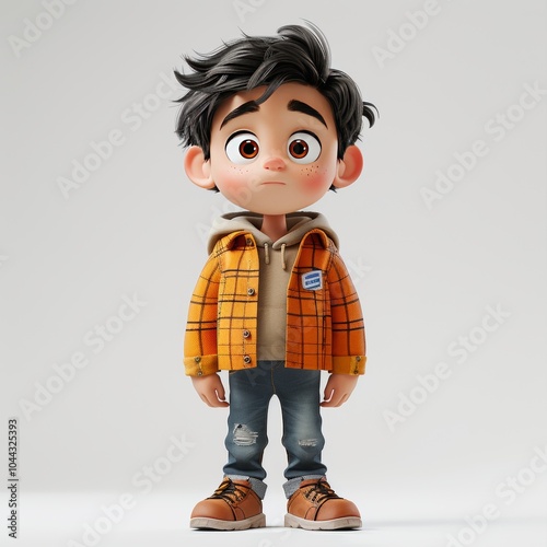 3D Rendered Cartoon Character with Stylish Outfit