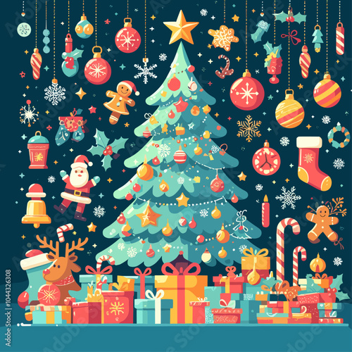 Flat Vector merry christmas celebration background illustration