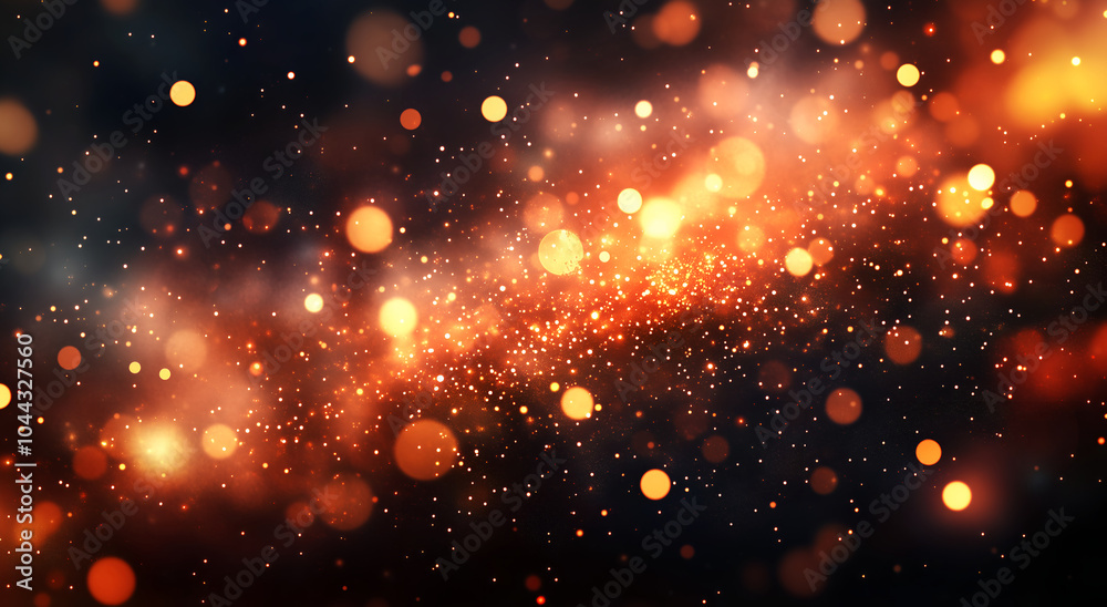 Fototapeta premium Happy New Year! Vibrant fireworks burst against a bokeh background, bathed in a golden and orange color palette
