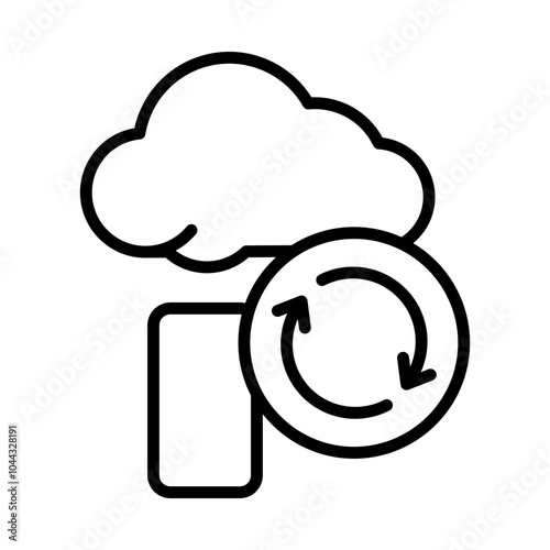 Image icon of saving backup. Syncing cloud with mobile phone.