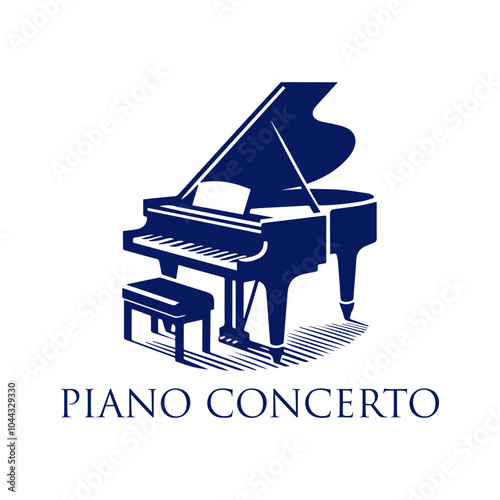 grand piano vector logo illustration