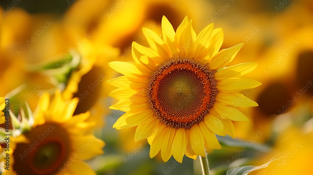 Fototapeta premium Bright Yellow Sunflower in a Field