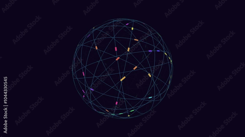 Intricate network of connected lines and dots creating a mesmerizing circular pattern. Interconnected loops and points form a visually captivating arrangement