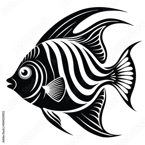 Angelfish vector silhouette Illustration Isolated white background.