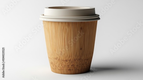 Eco-friendly bamboo fiber coffee cup mockup on clean background. Ideal for sustainable product branding environmentally conscious designs or reusable cup displays.. Generative AI photo