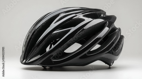 Stylish black bicycle helmet mockup on a white background showcasing modern helmet design for cyclists and outdoor sports.. Generative AI photo