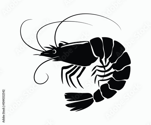 Water Dancing Shrimp Silhouette Silhouette EPS Vector Template Illustration