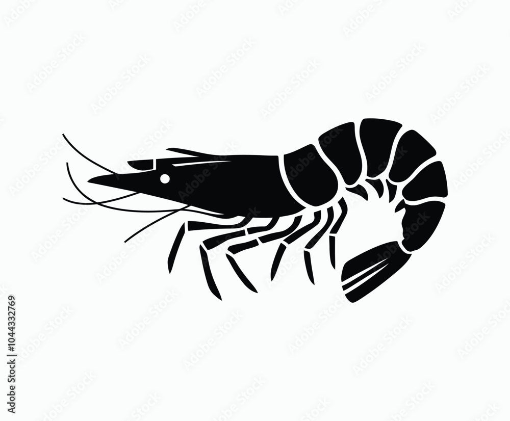 Obraz premium Clean Shrimp Silhouette Silhouette Vector Template