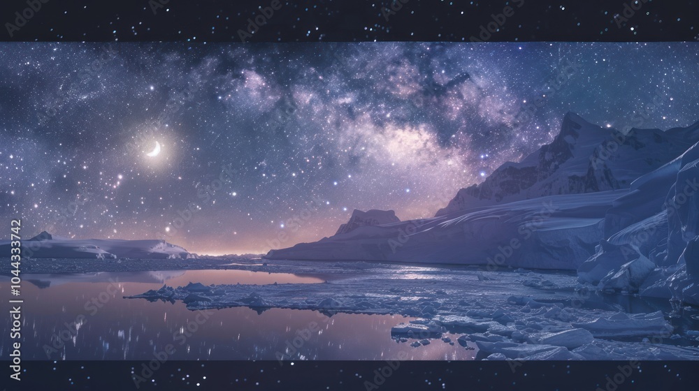 Fototapeta premium Milky Way over Snowy Mountains