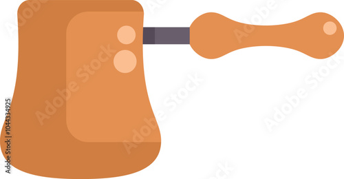 Turkish coffee pot making coffee on white background