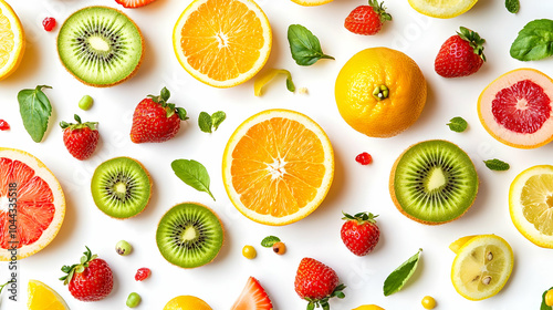 Fresh Fruit Pattern, fruits, healthy food, background, design, kiwi