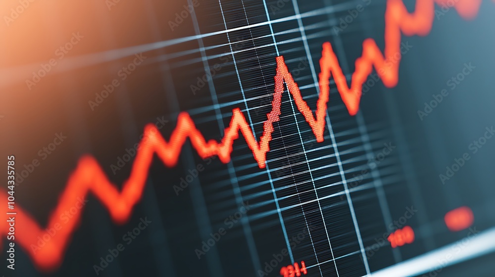 Fototapeta premium Dynamic Stock Market Graph with Red Trend Lines