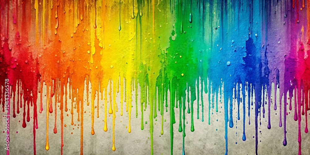 Fototapeta premium An abstract depiction of colorful paint dripping down a textured surface, evoking a sense of creative expression and artistic freedom.