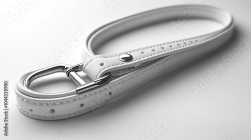 Elegant mockup of a white leather wrist strap with metal hardware on a clean background showcasing luxury craftsmanship and premium accessories design.. Generative AI photo