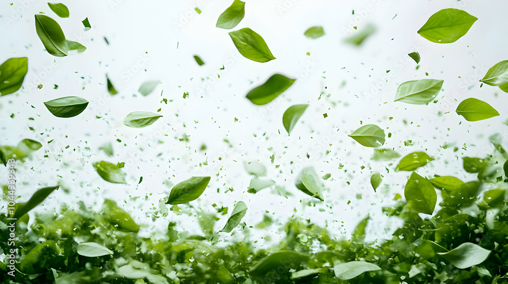 Green Leaves Flying in the Air, nature, organic, fresh, spring, summer Green Leaves Flying in the Air, nature, organic, fresh, spring, summer