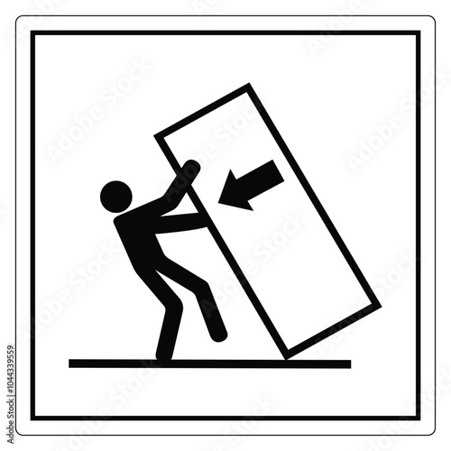 Icon of person pushing large object with arrow direction