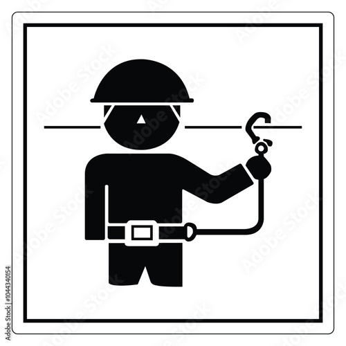 Safety Worker with Harness and Hook Icon Design