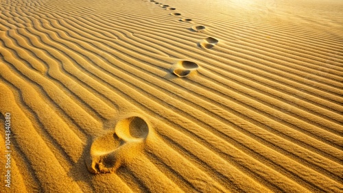 Footprints etched in rippled sand, a silent story of passage and the ephemeral nature of time. photo