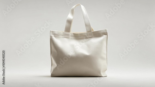 White foldable canvas tote bag mockup on white background. Perfect for eco-friendly branding and product design ideal for presentations and advertising of reusable bags.. Generative AI