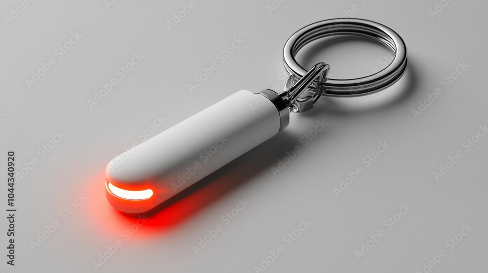 Sleek and modern white keychain mockup with torchlight shown in a clean and simple layout on a neutral background ideal for product design presentations and branding. Generative AI Sleek and modern white keychain mockup with torchlight shown in a clean and simple layout on a neutral background ideal for product design presentations and branding. Generative AI