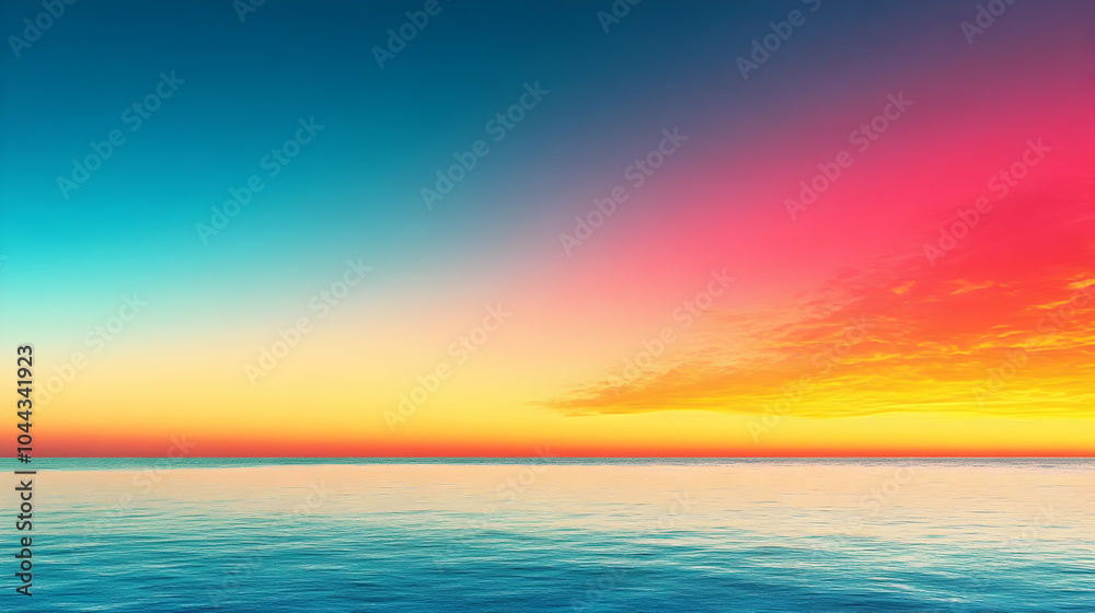 Obraz premium Colorful Sunset Over Ocean, sea, sky, clouds, horizon, nature