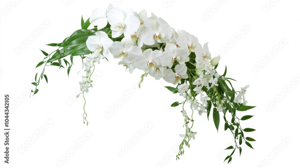 Elegant White Orchid Bouquet with Greenery Display Elegant White Orchid Bouquet with Greenery Display