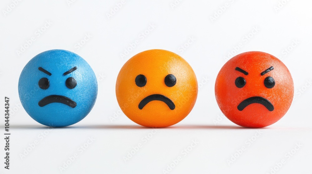 Naklejka premium Emoji Faces Expressing Confusion and Happiness