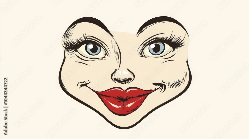 Playful Cartoon Face with Exaggerated Features Playful Cartoon Face with Exaggerated Features