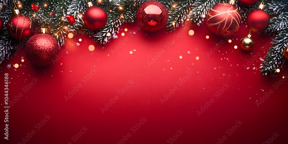 Red background with a sparkling Christmas tree, ideal for holiday greetings and Christmas card designs Red background with a sparkling Christmas tree, ideal for holiday greetings and Christmas card designs