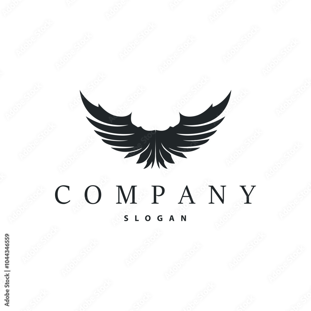 Black silhouette animal wings with simple and minimalist wing logo design concept Black silhouette animal wings with simple and minimalist wing logo design concept