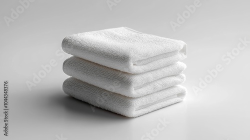 White cotton towel stack mockup on white background. Perfect for showcasing bath or spa products home essentials or textile design presentations.. Generative AI