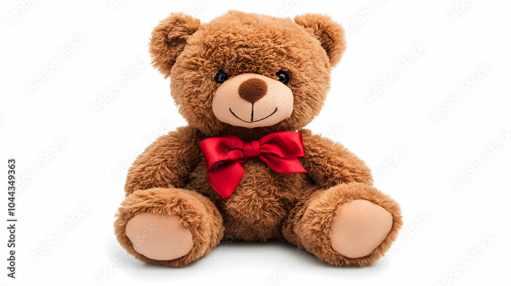 Cute Teddy Bear with Red Bow, brown bear, plush toy, stuffed animal, gift, love Cute Teddy Bear with Red Bow, brown bear, plush toy, stuffed animal, gift, love