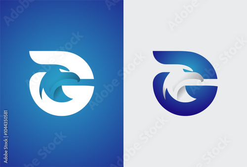 Eagle logo. letter G with negative space Eagle head inside. isolated on background in two color style. vector illustration