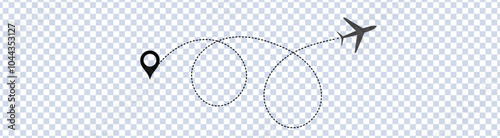  plane routes dotted paths aircraft travel route start point Flight route with start point and dash line