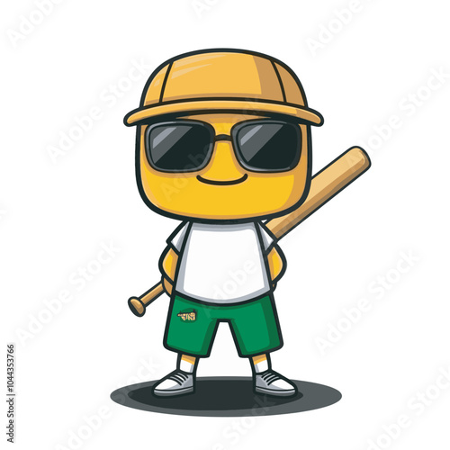 Character design holding a baseball bat is suitable for screen printing on clothes photo