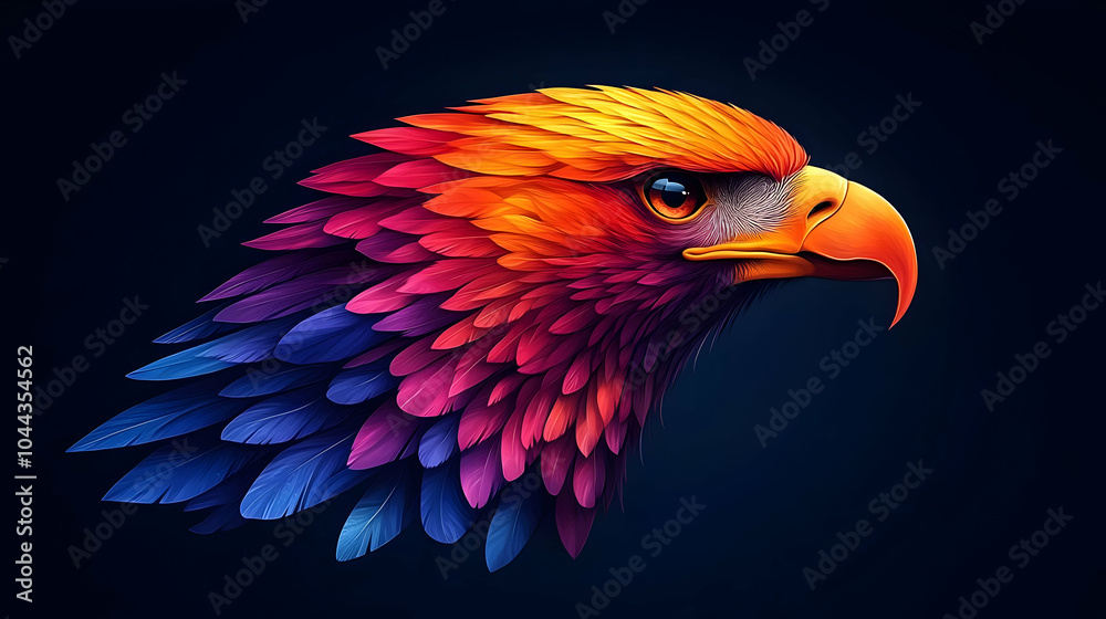 Fototapeta premium Rainbow Eagle Head Illustration