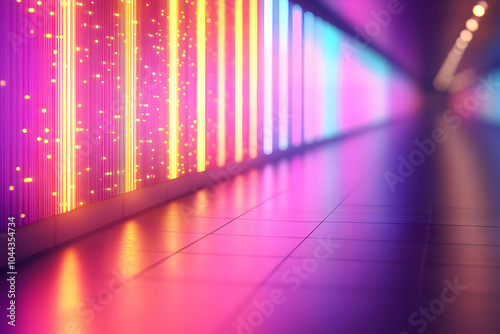 Neon Abstract Background Illustration: Vibrant Purple and Orange Corridor