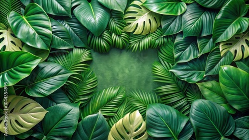 Wallpaper Mural Green plant leaves background floral tropical leaf, botanical, foliage, lush, natural, vibrant, texture, organic, environment Torontodigital.ca
