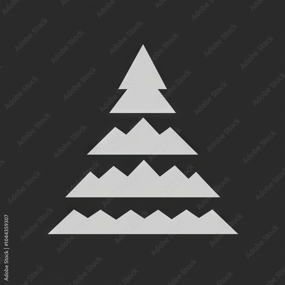 Fototapeta premium A minimalist graphic representation of a Christmas tree using geometric shapes.